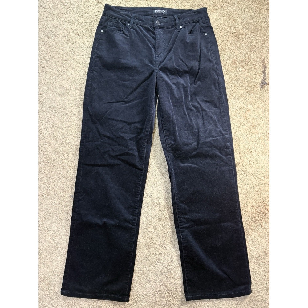 David Bitton Buffalo Nyla Corduroy Pants Women 6/28 Straight Leg Stretch Black